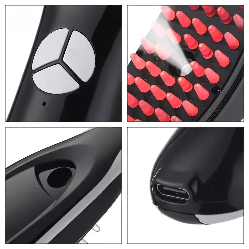 1pc HairGenic USB Rechargeable Electric Scalp Massager Comb - Vibration Hair Growth Tool with 400mAh Lithium Polymer Battery, Portable Head Relaxation Device for Home Use, Hair Care Gift