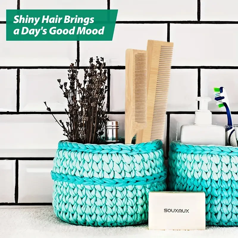 6pcs Bamboo Hair Brush and Comb Set for Normal Hair - Includes Air Cushion Massage Brush, Paddle Brush, Tail Comb, Tooth Comb, Double Head Comb - Detangles Knots and Promotes Healthy Hair Growth.