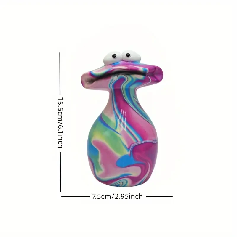 1pc "Rainbow" Big-Mouth Frog Resin Sculpture, Colorful Abstract Art Decor, Fantastical Animal Statue, Unique Gift for Office & Garden, Ideal for Bookshelf & Living Room, Eye-Catching Splatter Paint Style, Home & Christmas Decor, No Power Required
