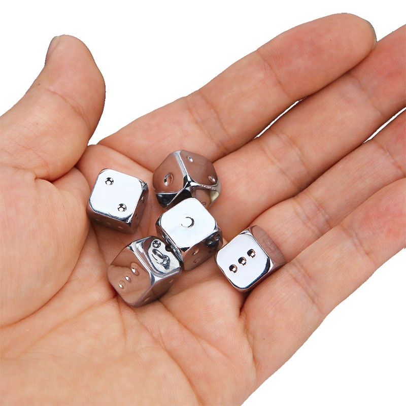 5PCS/1Set Metal Dice Golden/Silver/Bronze Funny Game Dice Six-Sided Decider Board Game Accessories 13mm