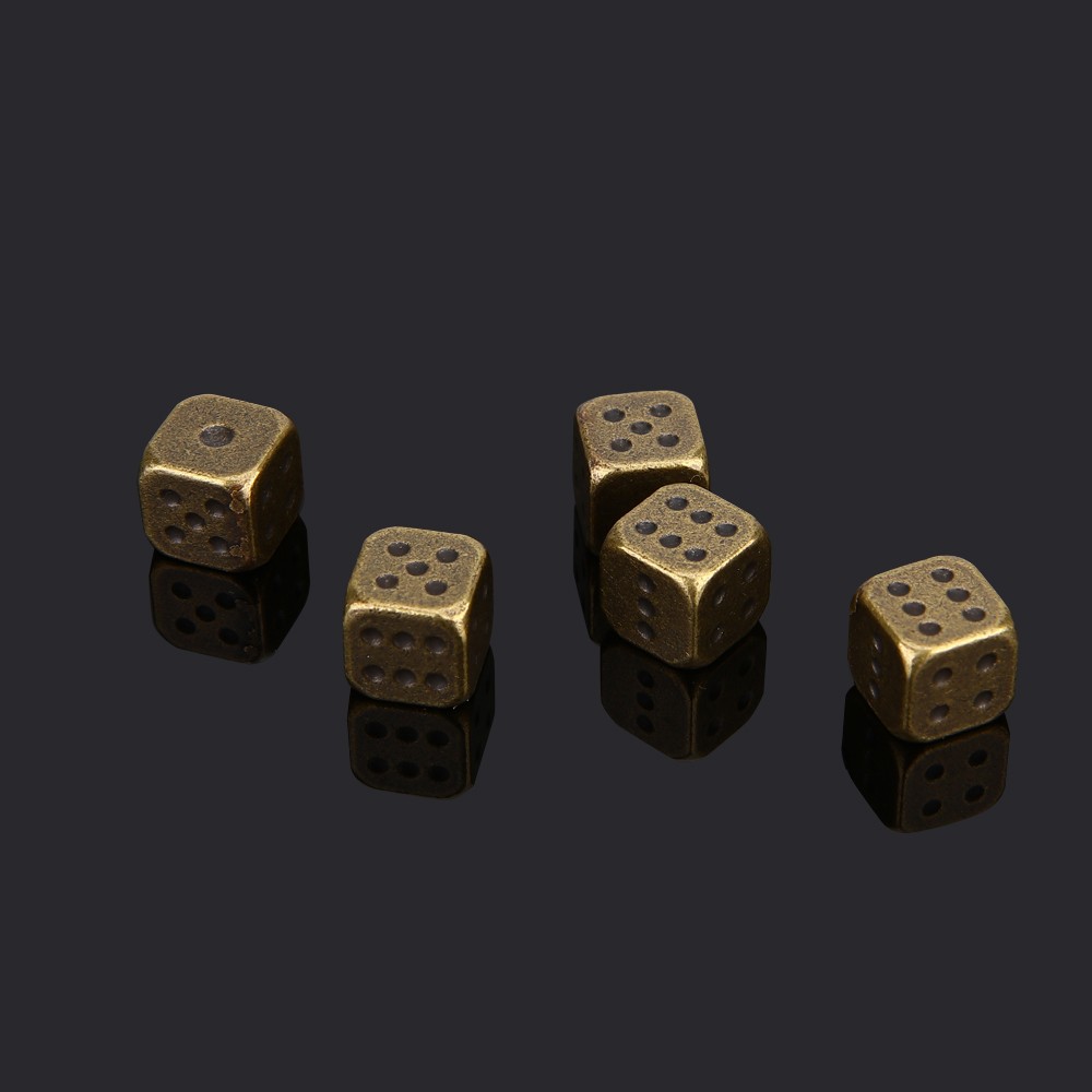5PCS/1Set Metal Dice Golden/Silver/Bronze Funny Game Dice Six-Sided Decider Board Game Accessories 13mm