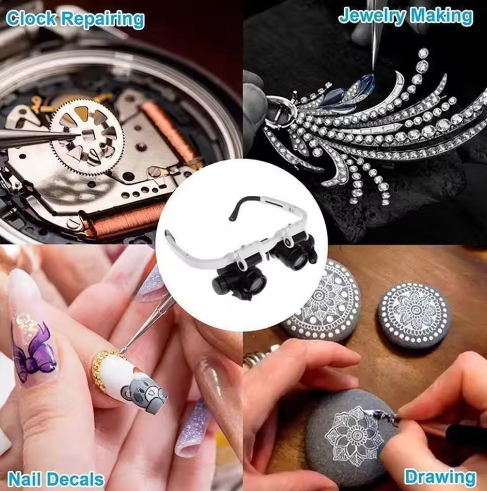 2XLED Watch Jeweler Repair Magnifier Head-Mounted
