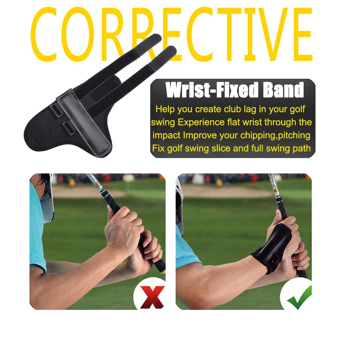 Golf Swing Aids - Pro Power Band Wrist Brace for Swing Gesture Alignment