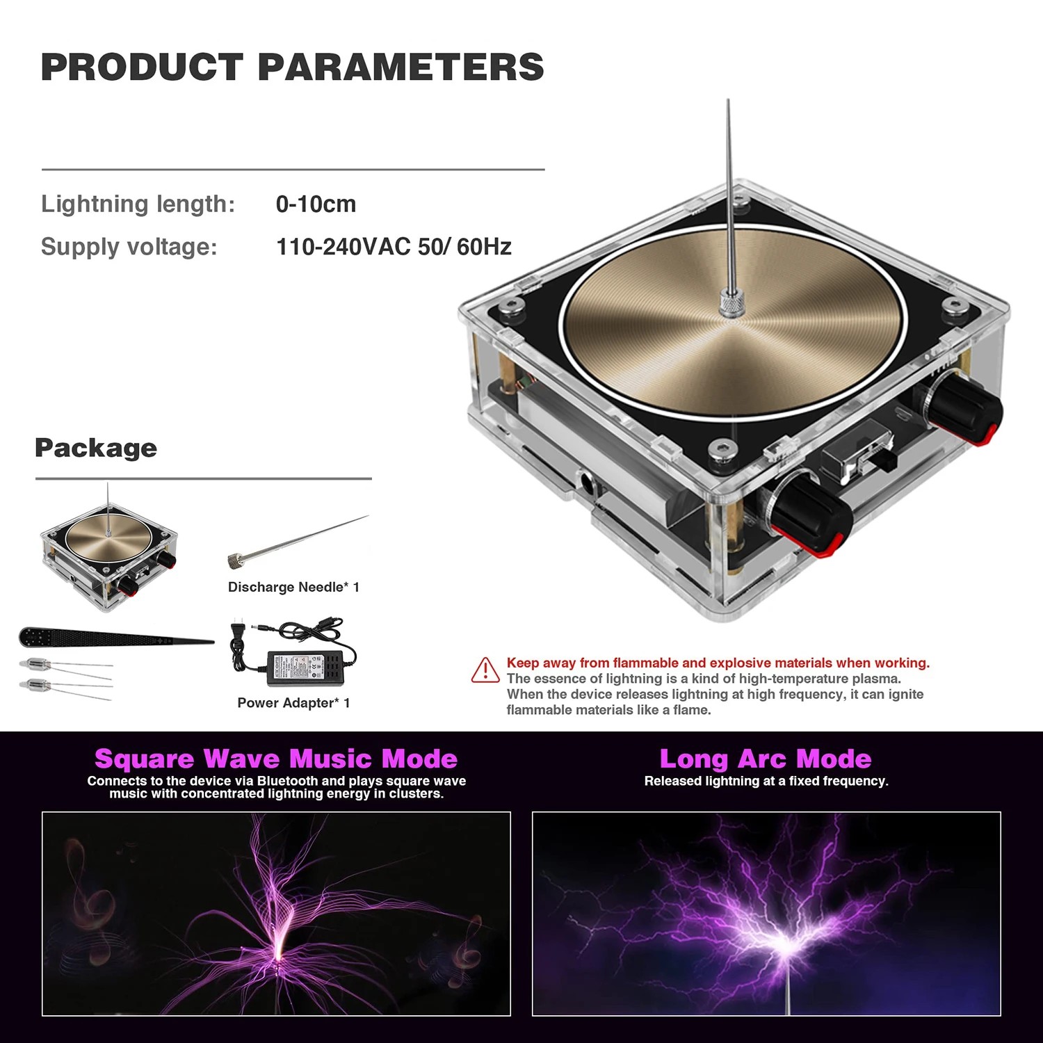 Bluetooth Music Tesla Coil - Arc Plasma Loudspeaker and Education Experiment Toy