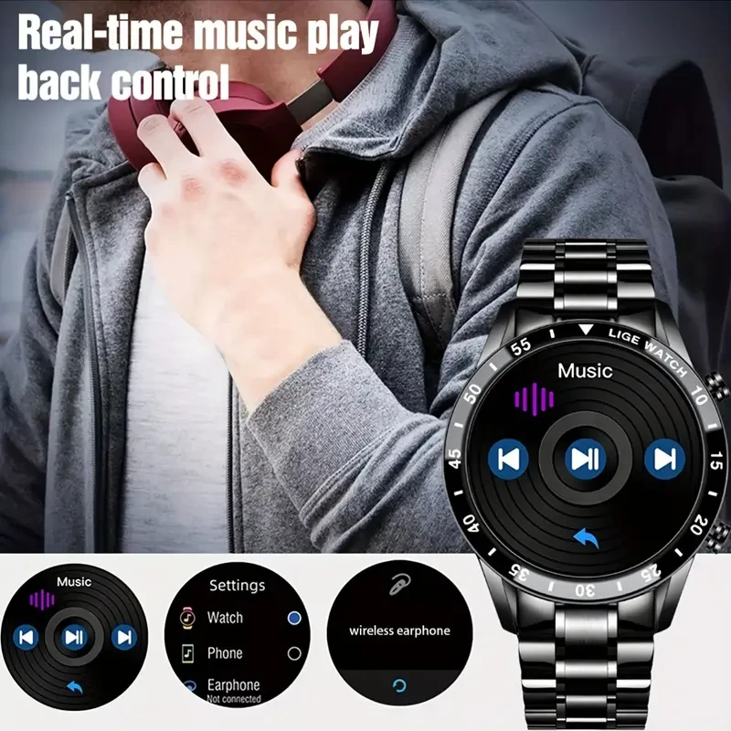 LIGE Smart Watch With Music Control Function