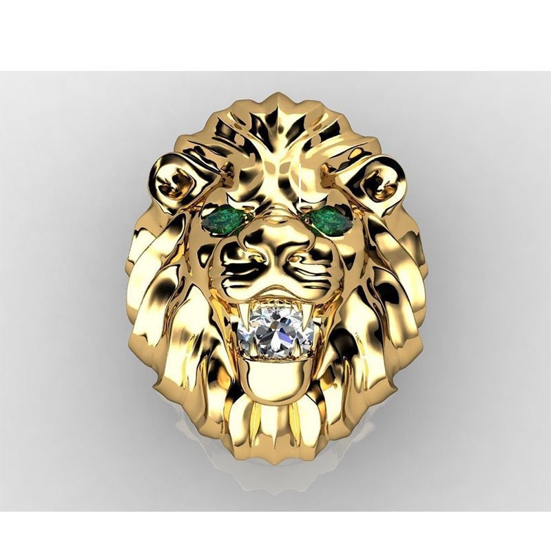 Fashion Stainless Steel Lion Head Ring - Bold Mens Retro Jewelry for NZ
