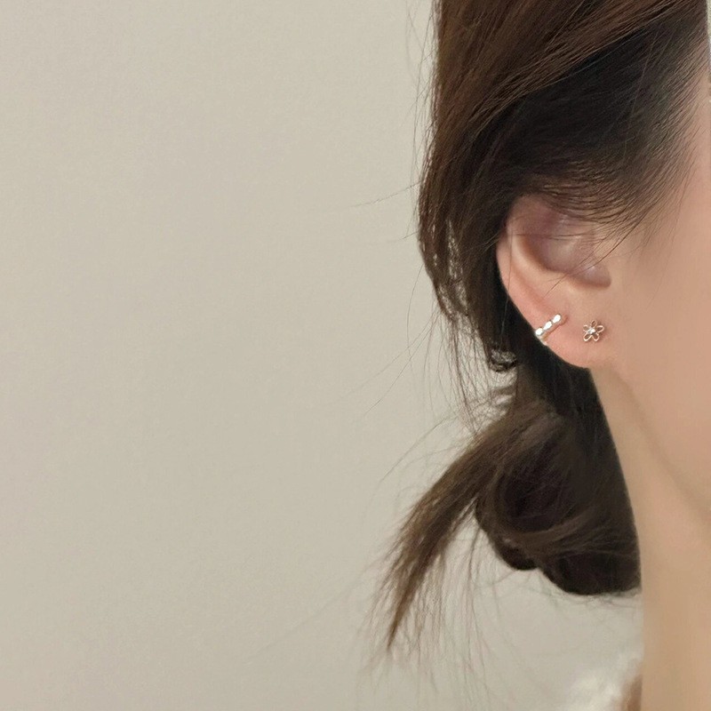 Real 925 Sterling Silver Small Cute Geometric Heart Hoop Earrings