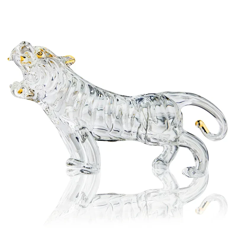 Handmade Lucky Crystal Tiger Statue Desktop Ornament