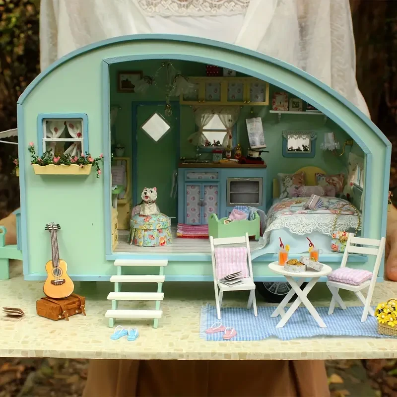 Miniature Dollhouse Wooden Craft 3D Puzzle DIY Small House Kit for Making Room Toys