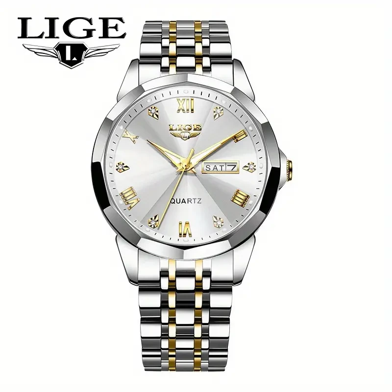 LIGE New Men's Business Watch Stainless Steel