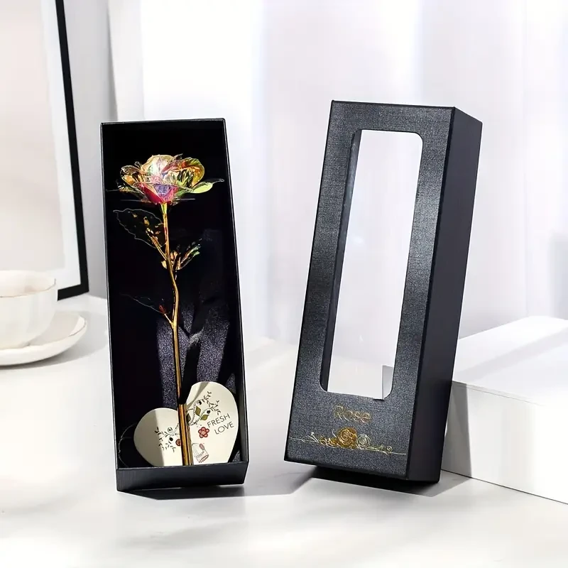 1set Artificial Rose Flower With Gift Box And Card