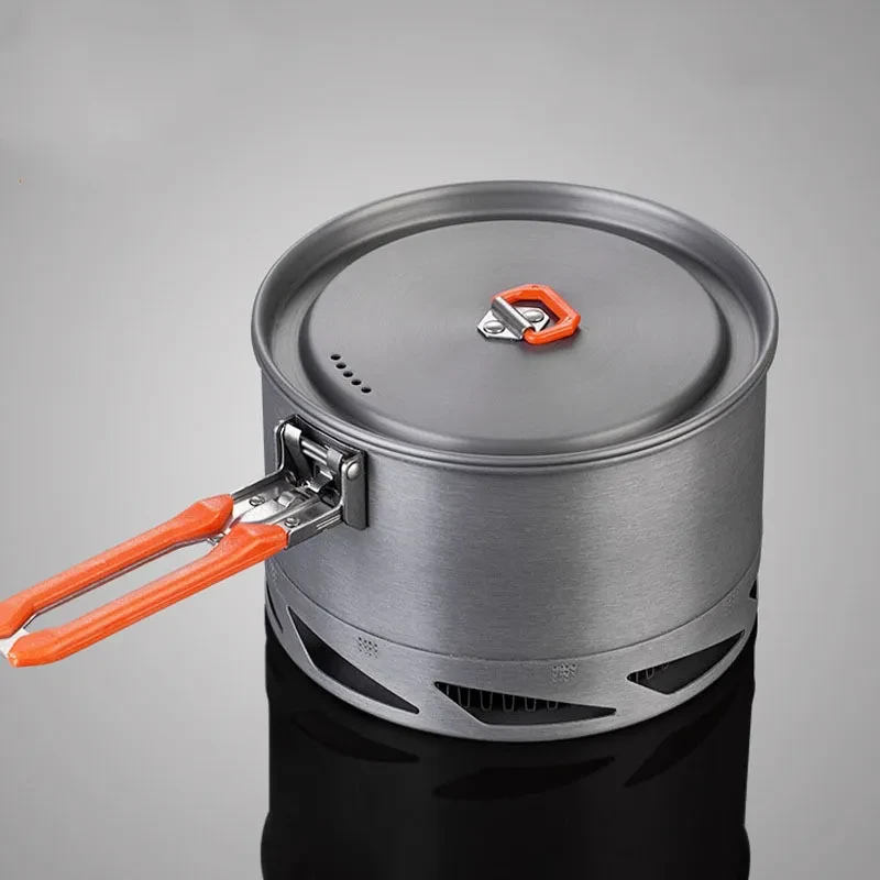Camping Utensils Dishes Cookware Set For Picnic Hiking Heat Exchanger Pot Kettle Outdoor Tourism Tableware Heat Collecting Hard Alumina