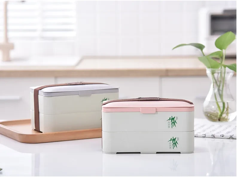 Eco-friendly bamboo 3-layer lunch box microwave safe bento