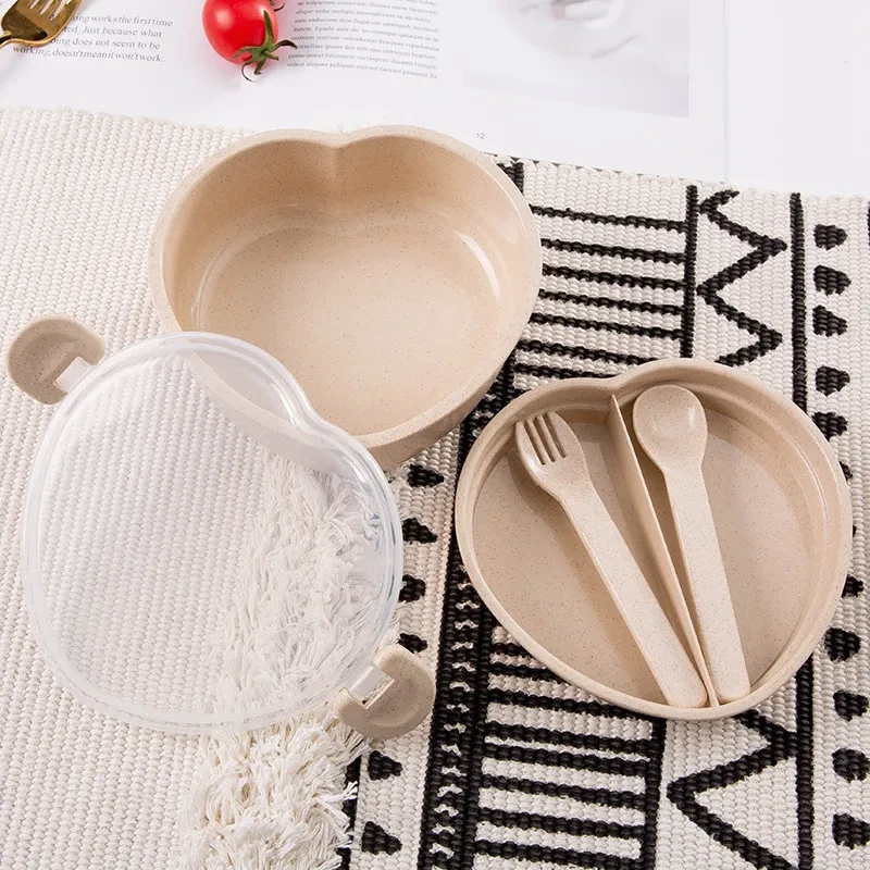 Wheat Straw Love Lunch Box Creative Children's Lunch Box
