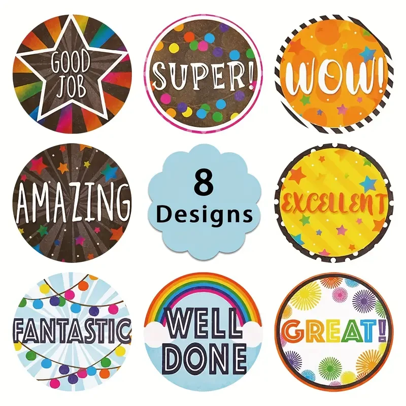 500pcs 1-inch 8 Design Reward Stickers Suitable For Teachers