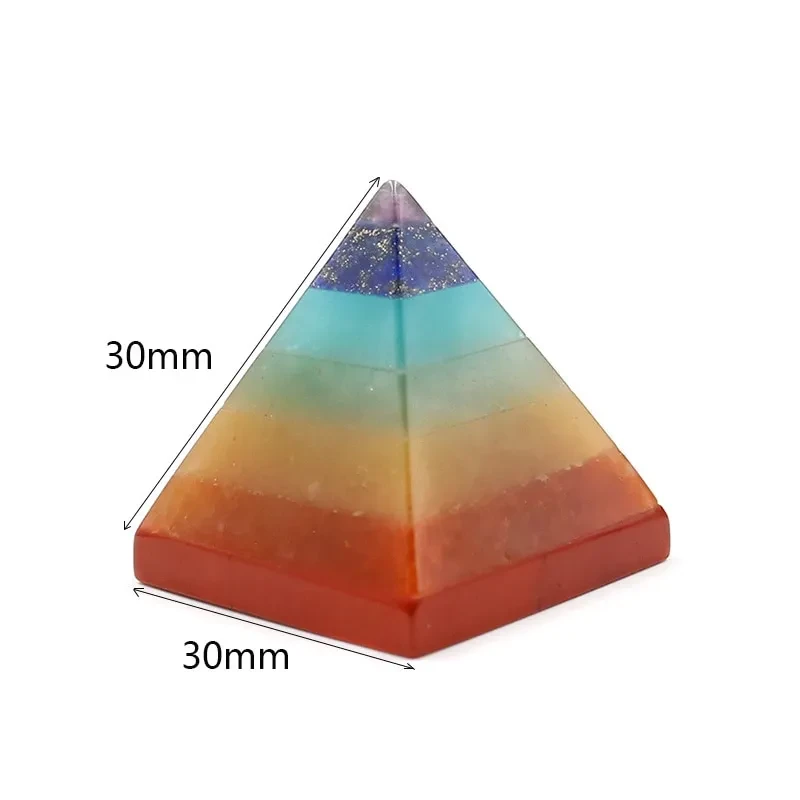 Natural crystal stone colorful chakra pyramid