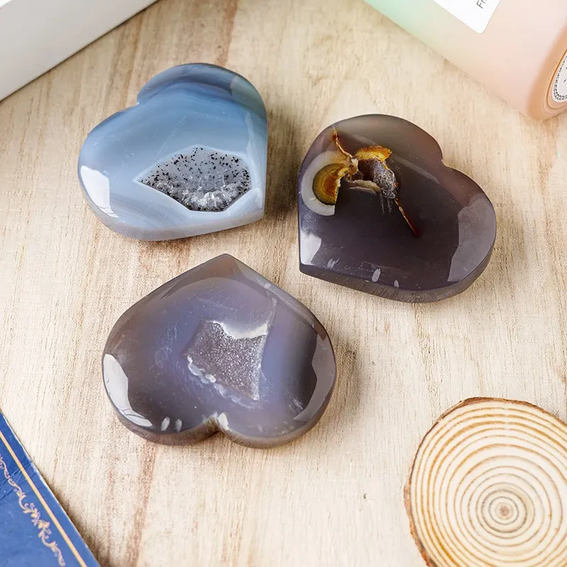 Natural Crystal Agate Cave Love Handlebars Original Stone Ornaments