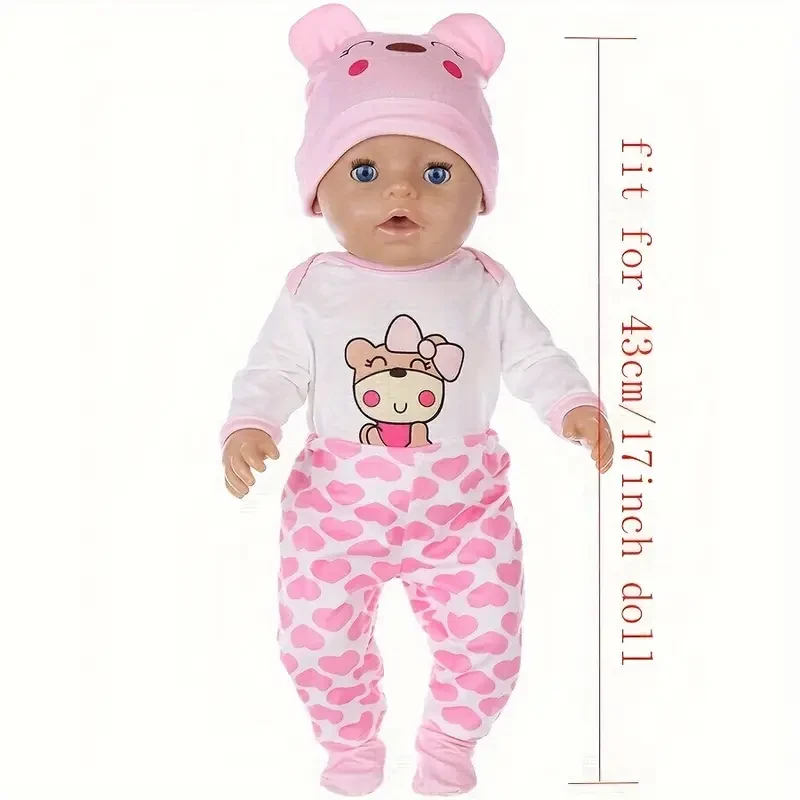 Adorable Pink Teddy Bear Outfit Set for 43.18cm Youngsters Dolls