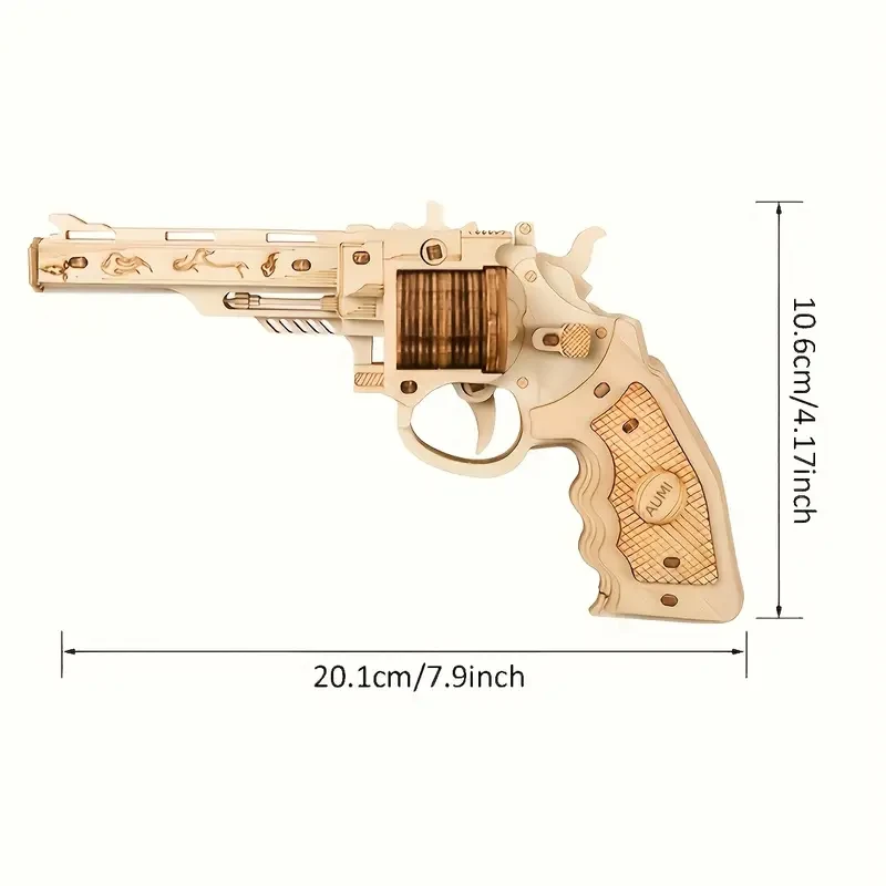 3D Wooden Puzzle Model Building Kit Mechanical Rubber Band Gun Toy DIY