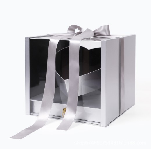 Acrylic Flower Gift Box With Drawer