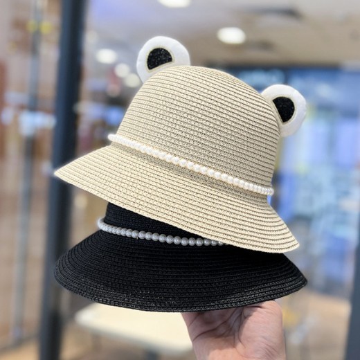 Little Bear Ears Fisherman Cute Simple Straw Hat