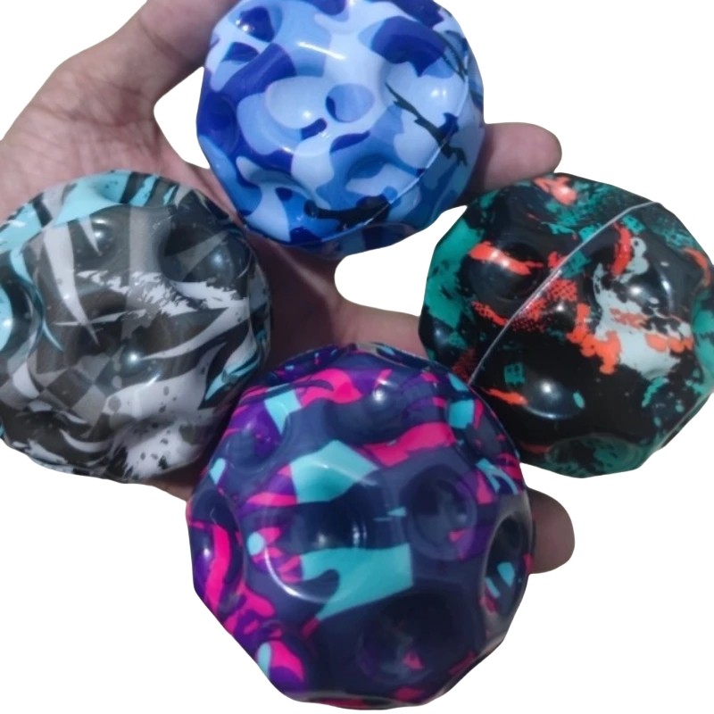 Camouflage Elastic Ball  Compact Anti-Fall Ergonomic Design Moon Shape Bouncy Ball