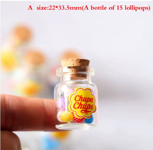 1/12 Dollhouse Miniature Food Dessert Sugar Lollipops With Case Holder Candys Kids Play Toys