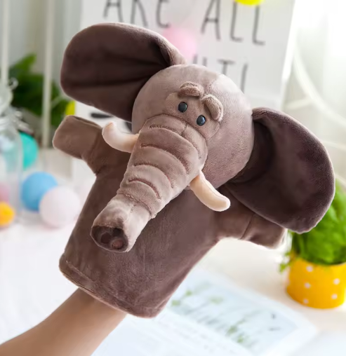 Original 25cm hand puppet soft plush toys cute elephant lion monkey animal stuffed puppet pretend story dolls gift for children