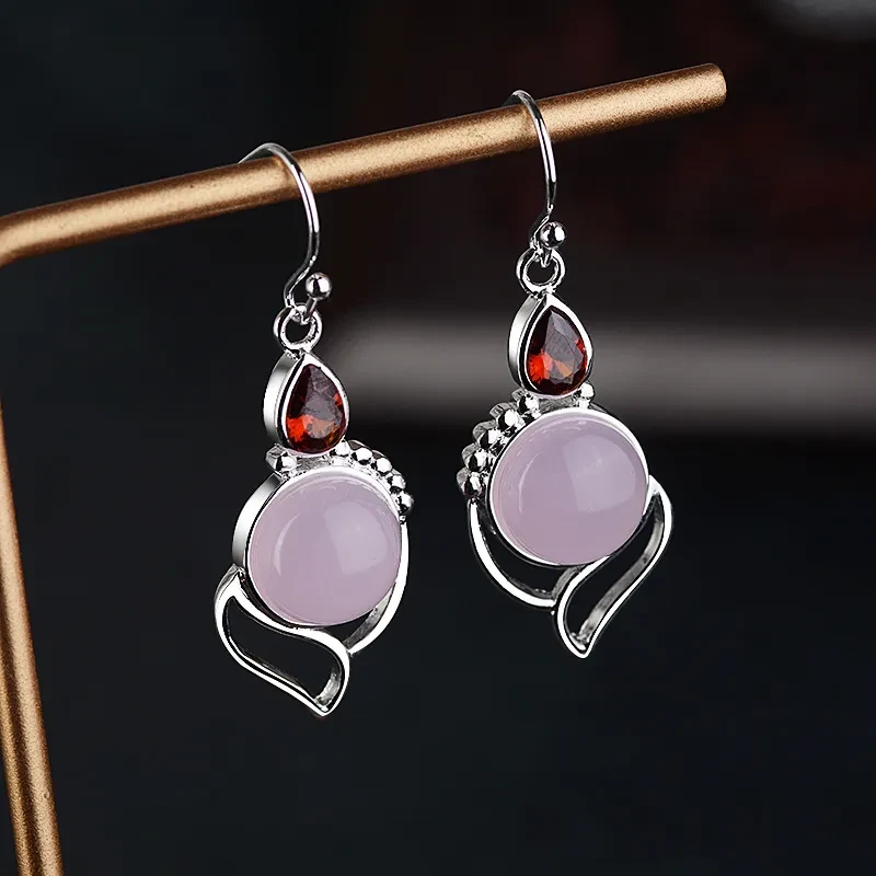Hibiscus Stone Crystal Earrings Drop Pear-shaped Earrings