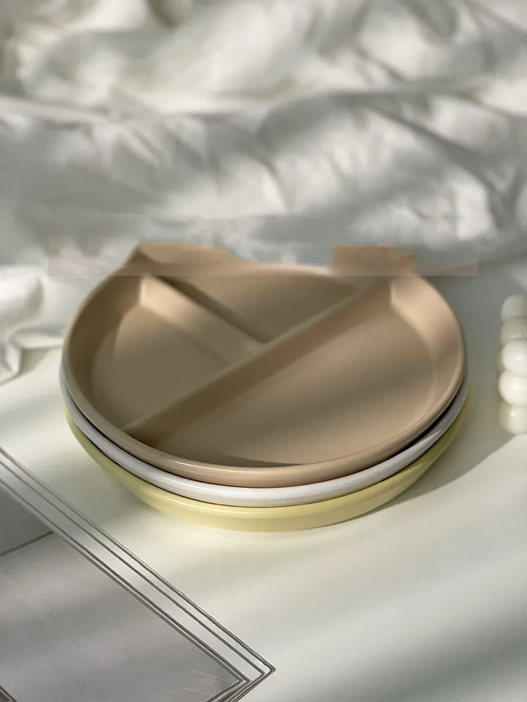 Matte Round Serving Divider Plate Ceramic