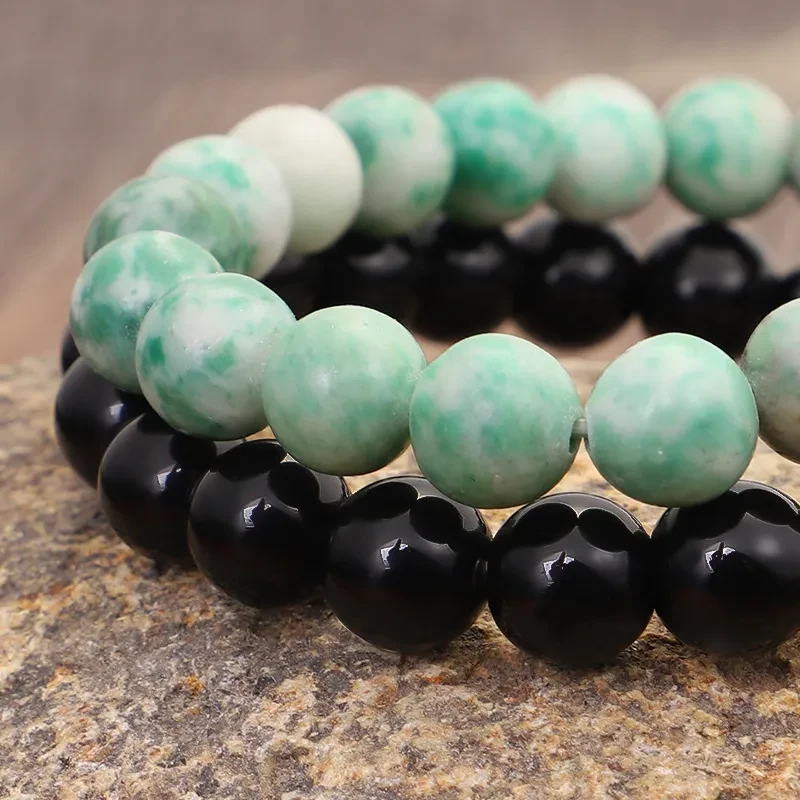 Summer Two-tone Stone Elastic Bracelet Yoga Bracelet Set