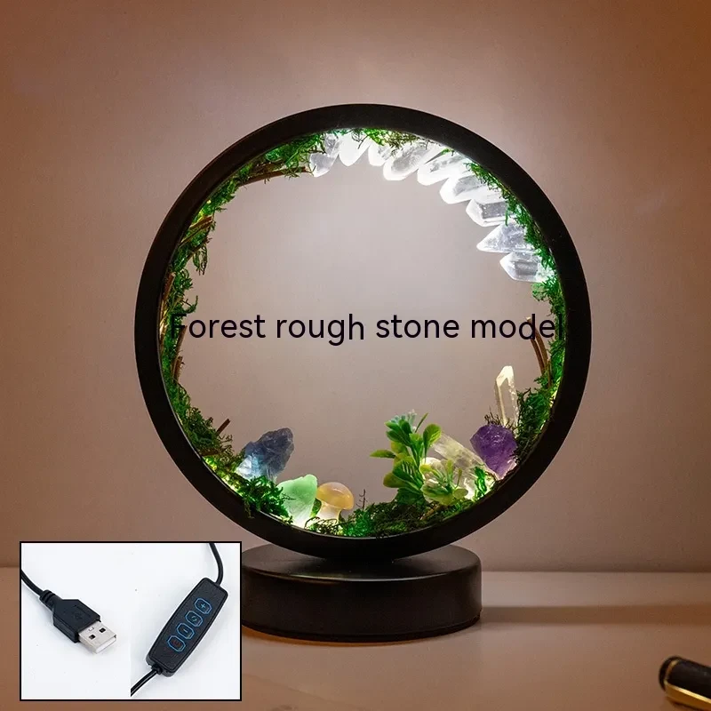 Natural Crystal Stone Forest Ecological Atmosphere Round Night Light