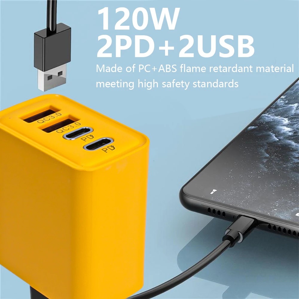 120W USB Fast Charger Adapter - Type-C Quick Charge 3.0