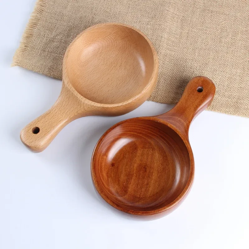 Multifunctional Wooden Bowl Wooden Tableware With Handle For Fruit Salad Bowl