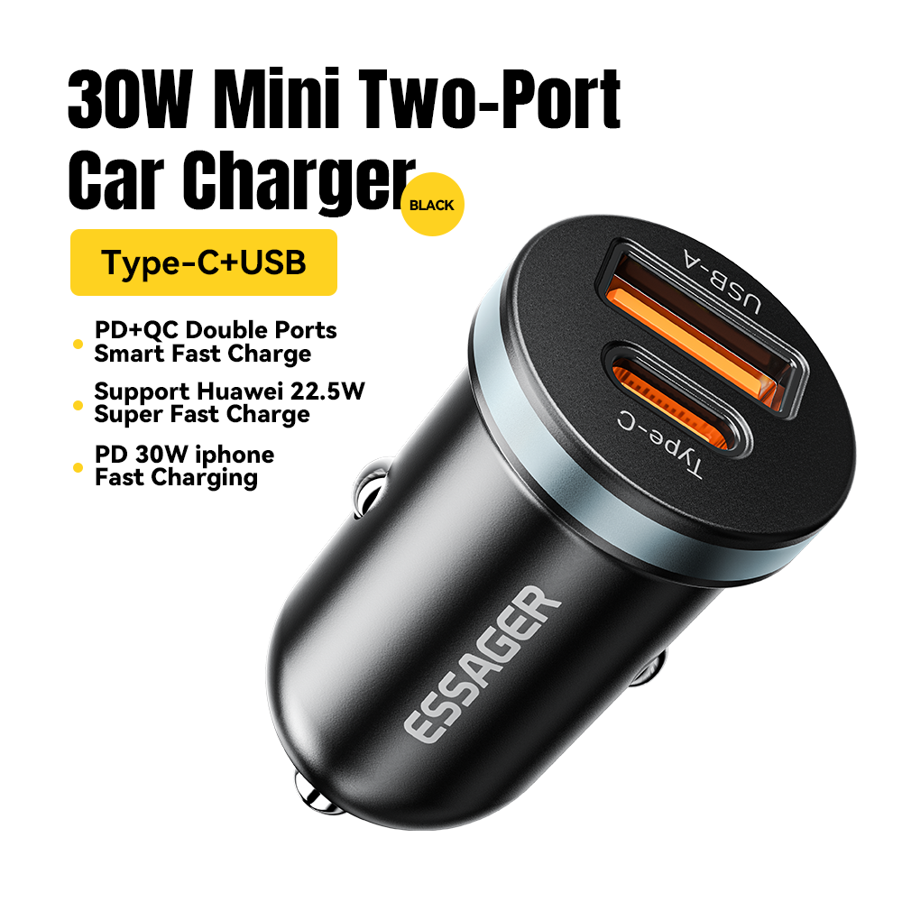 Essager 30W USB Car Charger - Quick Charge 4.0/3.0 with PD