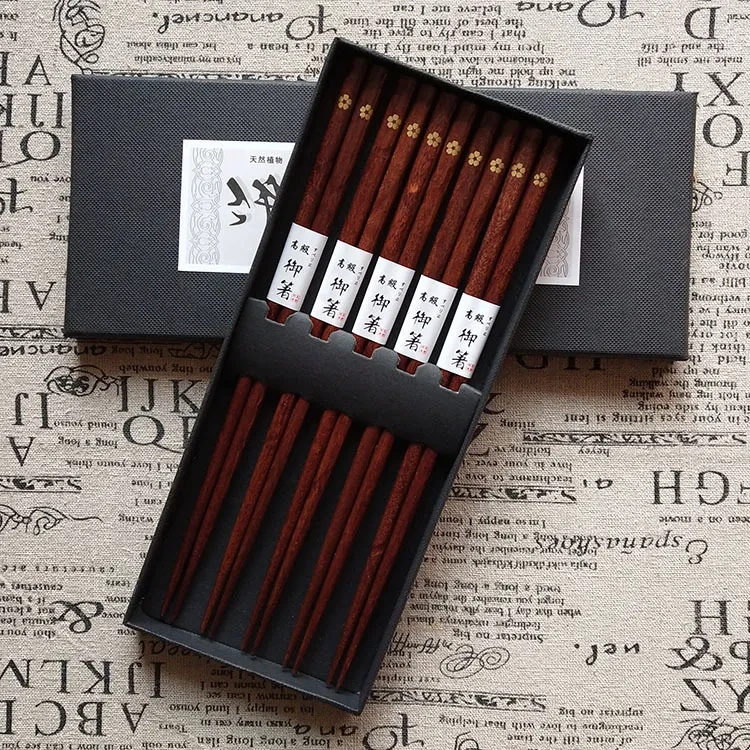 Five pairs of high-end gift chopsticks in gift box