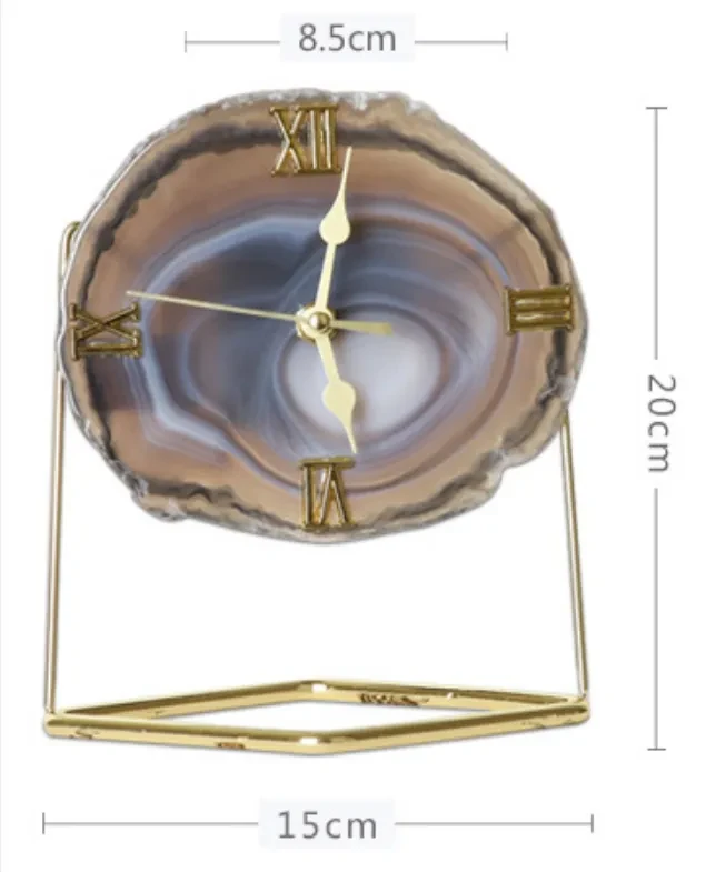 Golden Agate Stone Clock Decoration Fashion Living Room Model Room