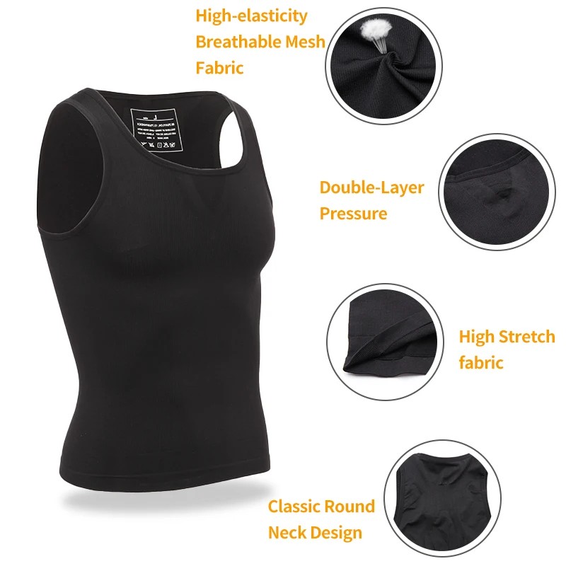 Men's Slimming Body Shaper - Abs Compression Shirt for Gynecomastia and Workout