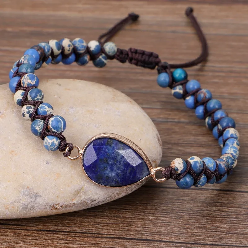 Boho Style Water Drop Love Heart Double-layer Stone Braided Bracelet