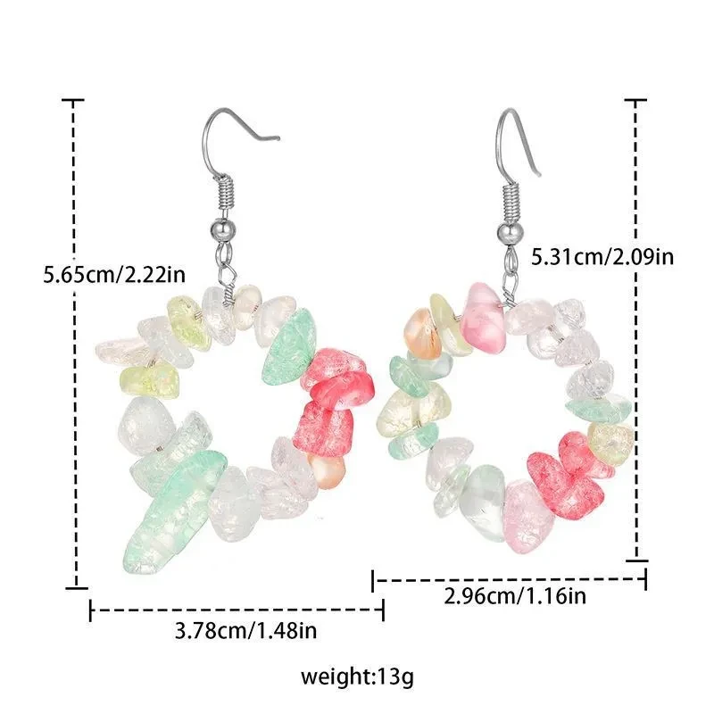 Crystal Earrings, Simple Multicolor Crushed Stone Earrings, Women's Accessories, Ear Hooks