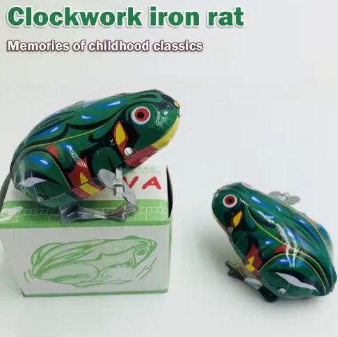 3PC Frog Wind Up Toys Retro Jumping Rabbit Rooster Clockwork Chain Iron Mouse Kids Toy Walking Animal Baby Educational Gift