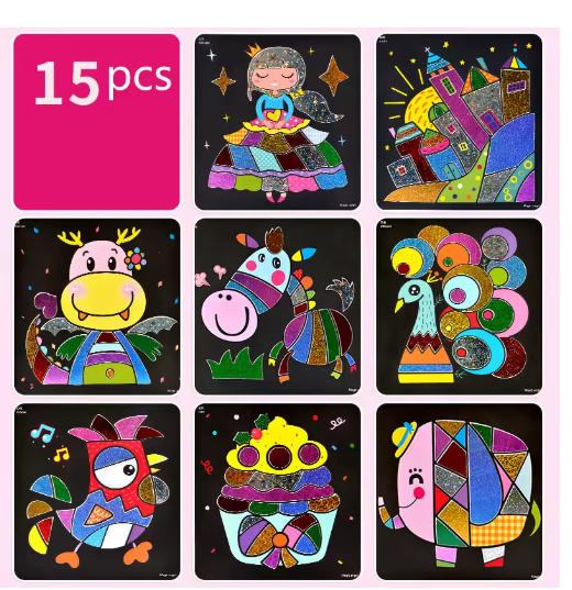 15pcs/20pcs Children DIY Shining Magic Transfer Colorful Sticker DIY Handmade Painting Crafts for Kids Arts Crafts Toys Gift