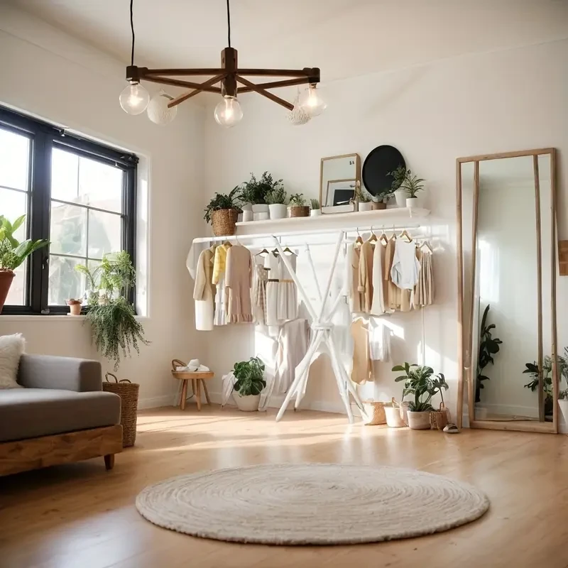 Spacious Folding Clothes Rack with Double Rods