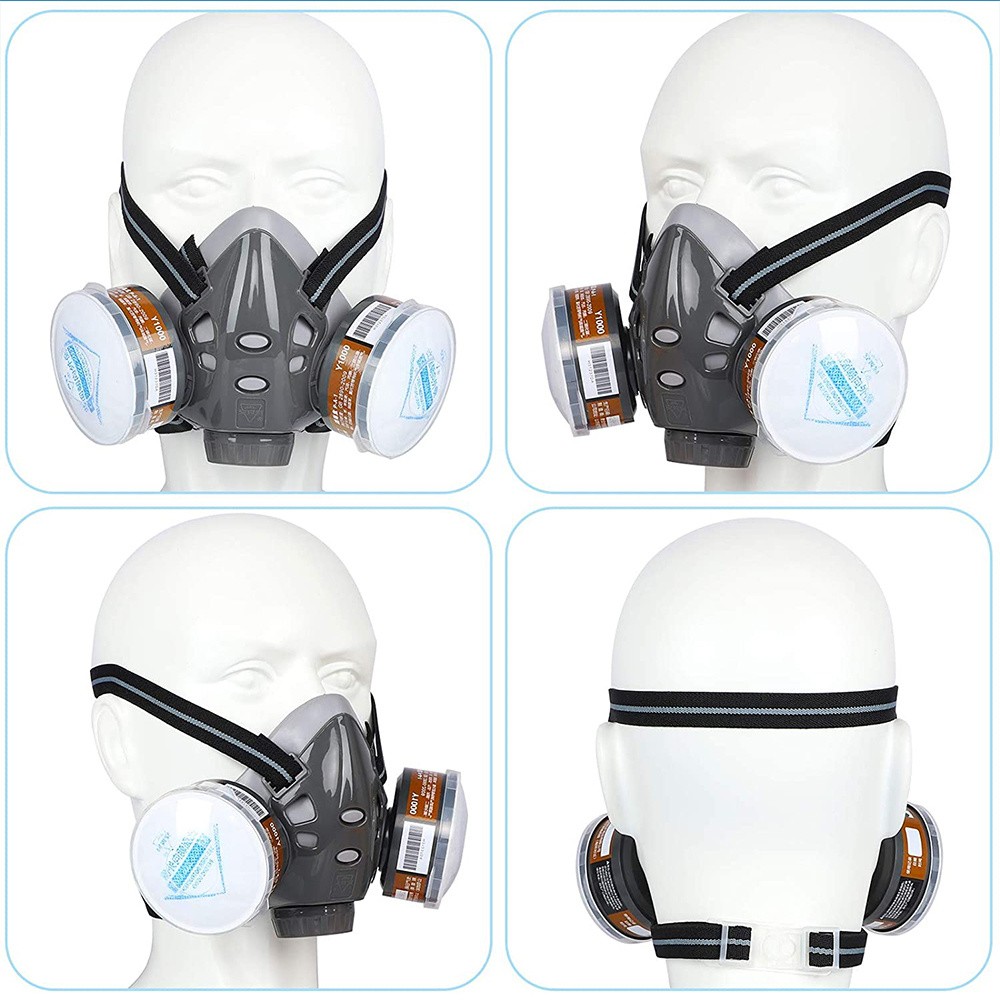 308 Face Gas Dust Mask Chemical Respirator with Dual Filters