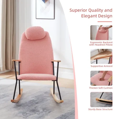Modern Rocking Chairs Upholstered Chairs Comfortable Side Chairs For Children's Rooms, Bedrooms, Living Rooms