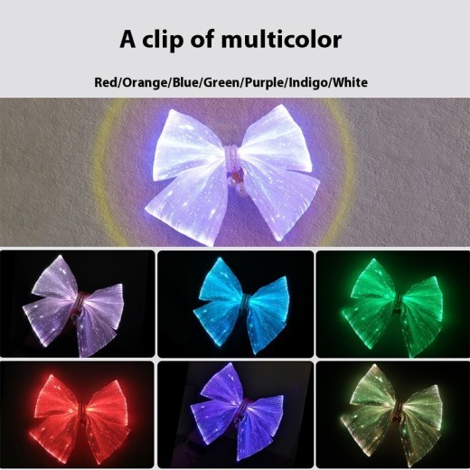 Luminous Barrettes Bowknot Optical Fiber Hair Accessories LED Disco