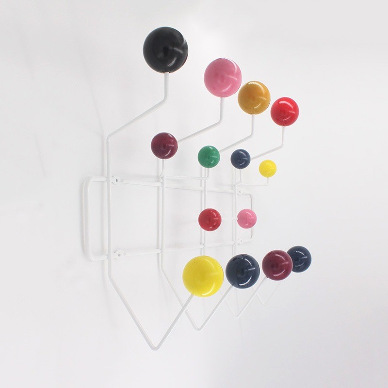 Kindergarten Iron Coat Rack with Solid Wood Ball