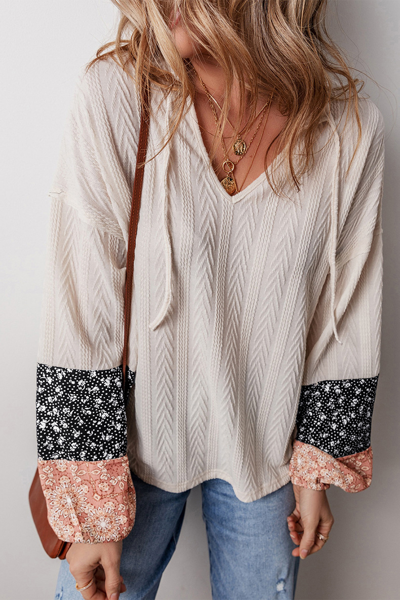 Pullover V-neck Knit Casual Versatile Loose Top