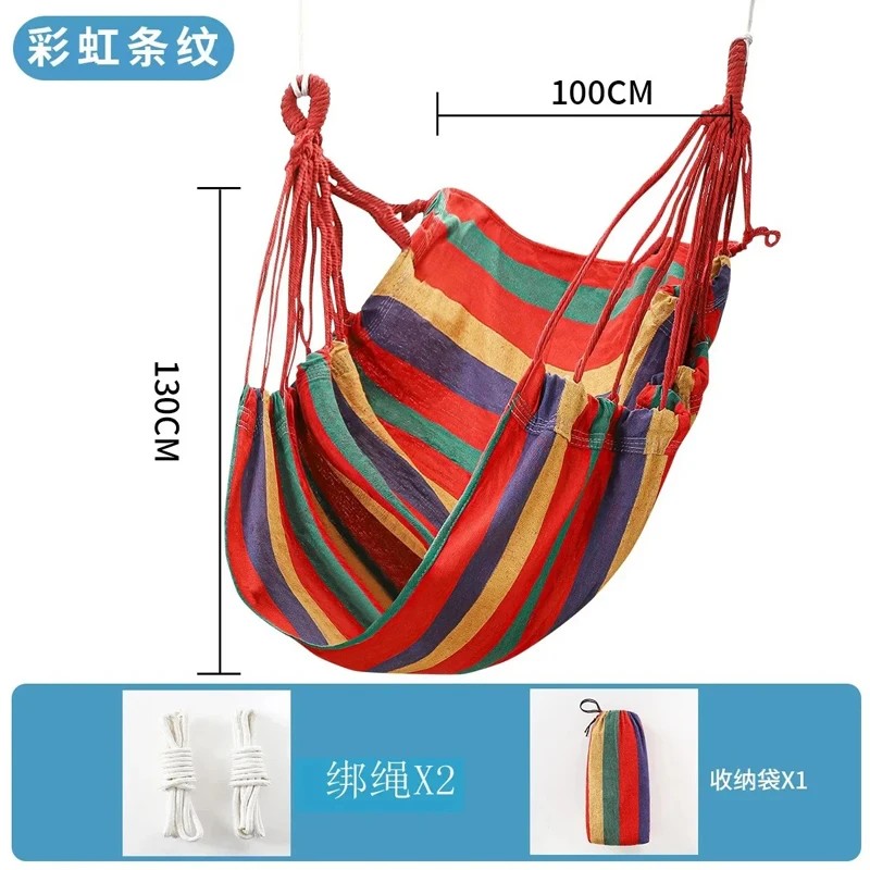 1pc Colorful Striped Canvas Hammock Chair  Durable Indoor/Outdoor Camping Swing Chair