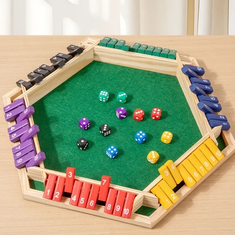Shut The Box 6-Player Game Set with Extra Dice